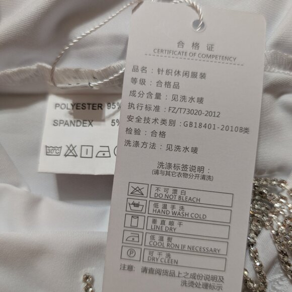 White Rhinestone Fringe Mini Dress | Spaghetti Strap Night Out Style - Picture 4 of 6